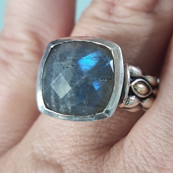 Angela By John Hardy Lotus Petal Labradorite 14K & Silver Ring Size 6, preloved - Picture 7 of 8